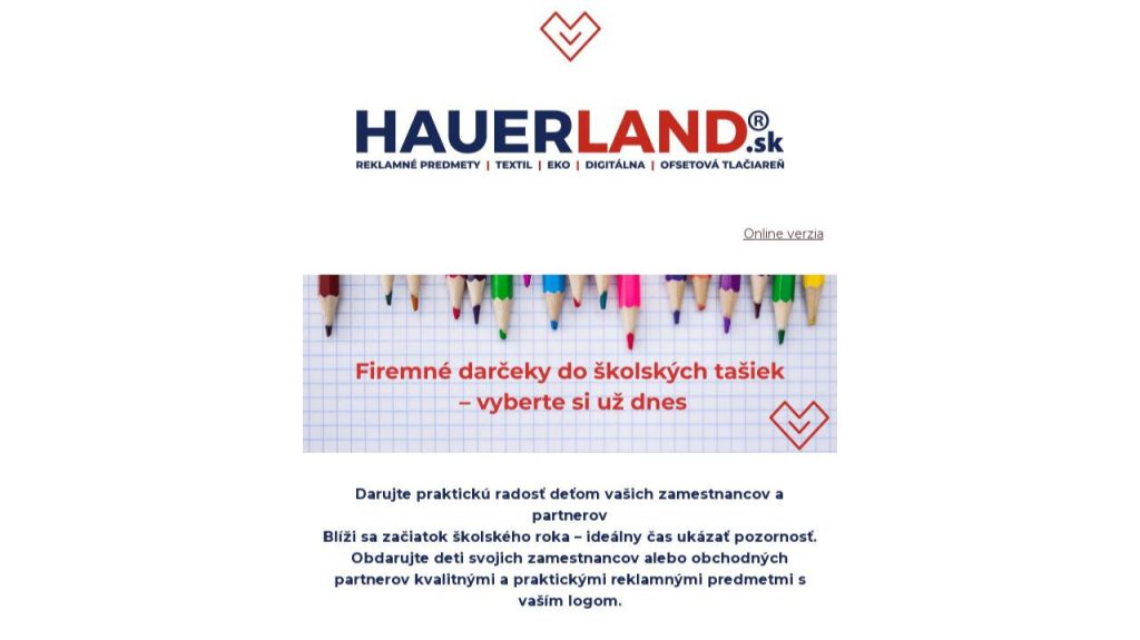 Reklamné darčeky do školských tašiek Hauerland.sk