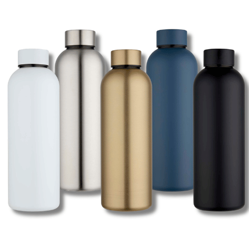 Päť farebných kovových fliaš na vodu